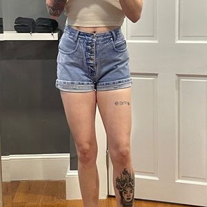Button up denim shorts